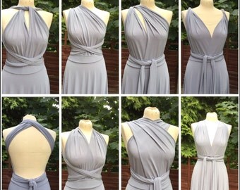 Bridesmaid dress Infinity dress Wedding dress stretch multiway dress lycra cloudy grey maxi dress FREE tube top made to order