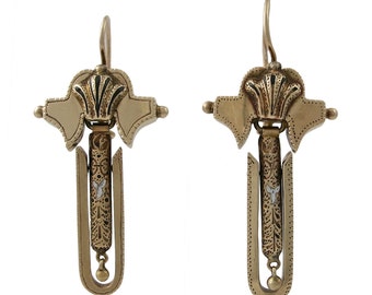 Victorian 14K Gold Dangling Pierced Earrings