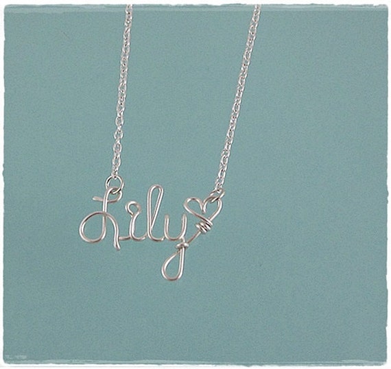 Lily Wire Word Name Pendant Necklace