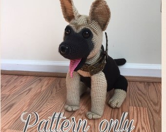 German Shepherd dog crochet pattern PDF. English USA