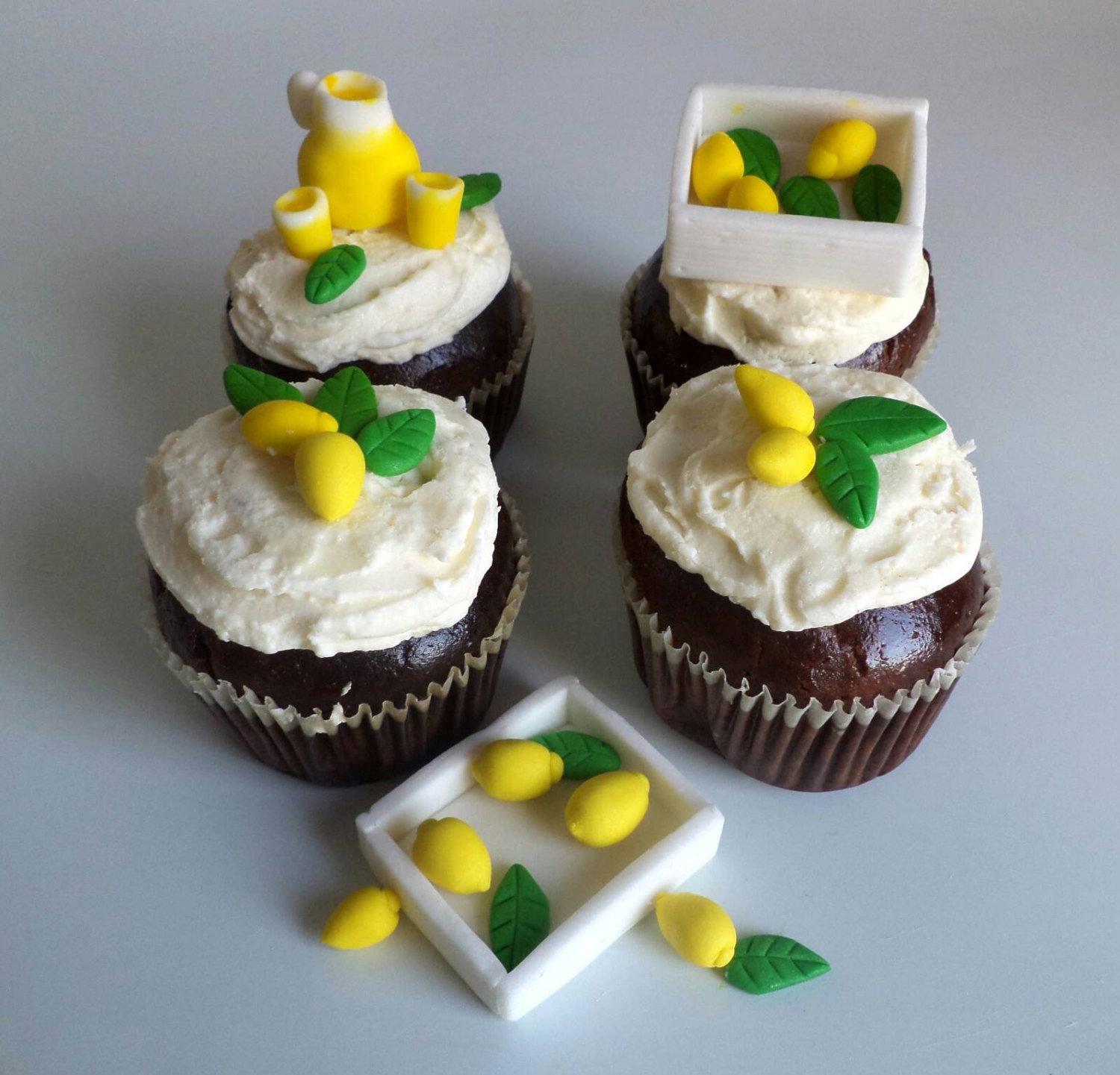 Fondant Small Lemons and Leaves for Cupcake and Cake Toppers