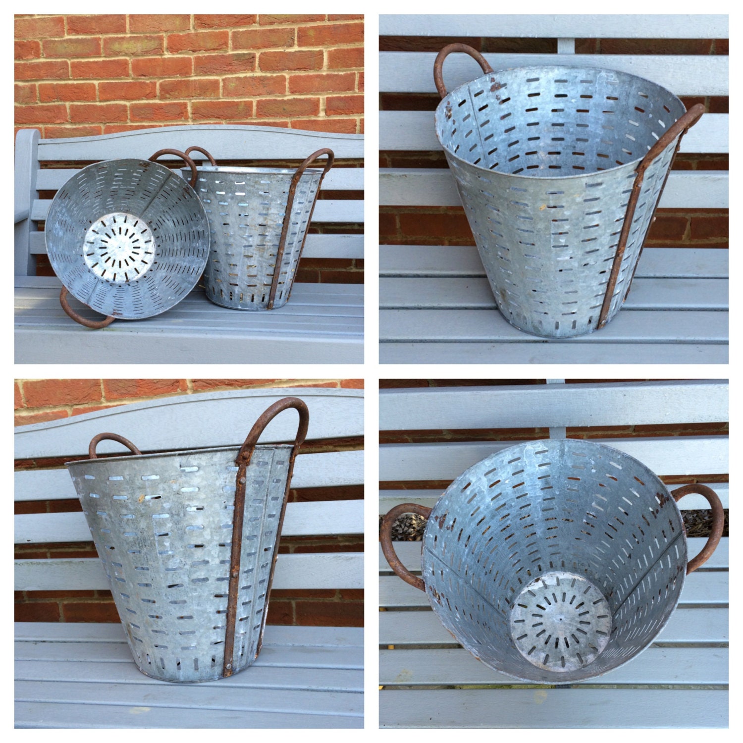 RESERVED FOR ROSS Rustic French Metal Olive Basket Metal