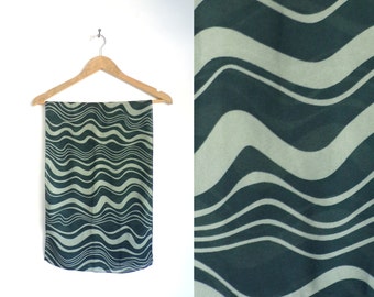 striped scarf, sheer scarf, crepe chiffon scarf, oblong scarf, 70s scarf, 1970s scarf, chiffon ascot, mad men, black gray