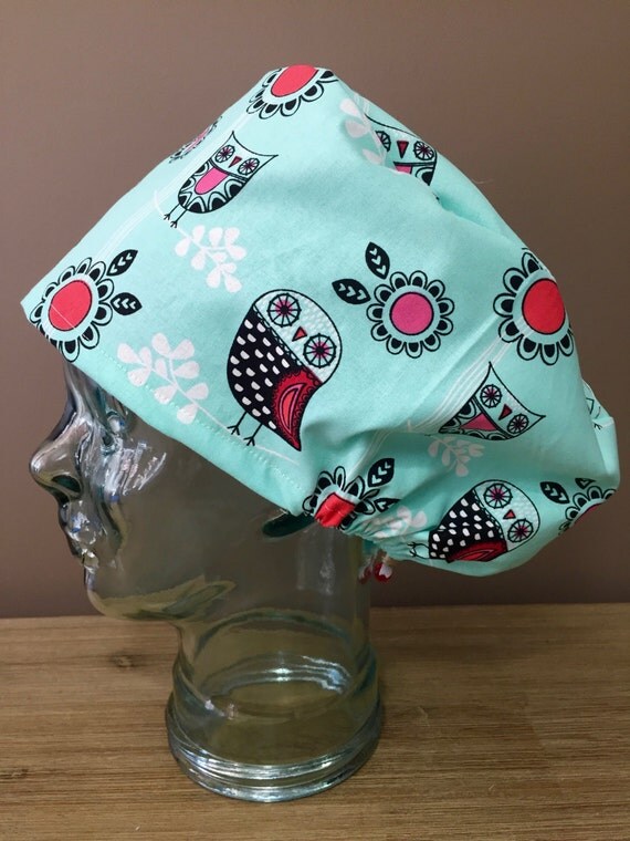 Mint Owl Surgical Scrub Cap Women's European Style Scrub