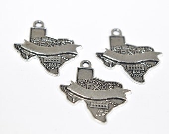 10 Texas Charms - Texas State Charms - US State Charms - USA Charms - US Map Charms - Map Of Texas Charms - American State Charms - SC1145