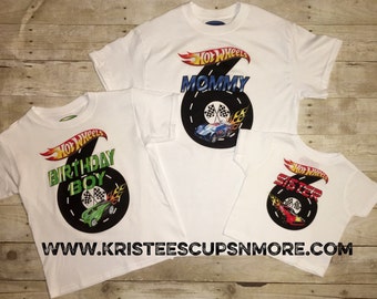 Sale!! A Special Hot Wheels Birthday Shirt with Name on back BD1179
