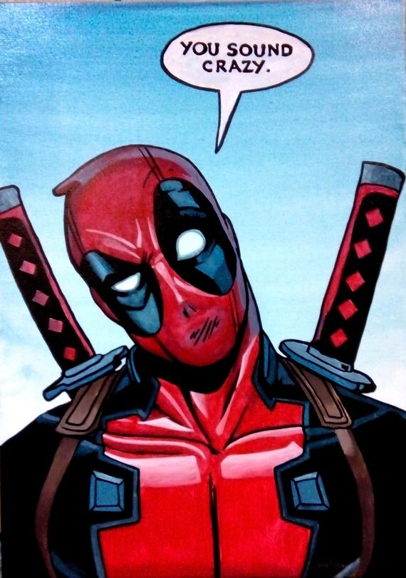 Deadpool HAND-PAINTED Comic Style Acrylic by OnTheOtherSideStudio