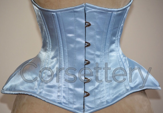 22" Very wide hips double row steel boned underbust corset from satin. Real waist training corset for tight lacing. Gothic, steampunk corset by Corsettery steampunk buy now online