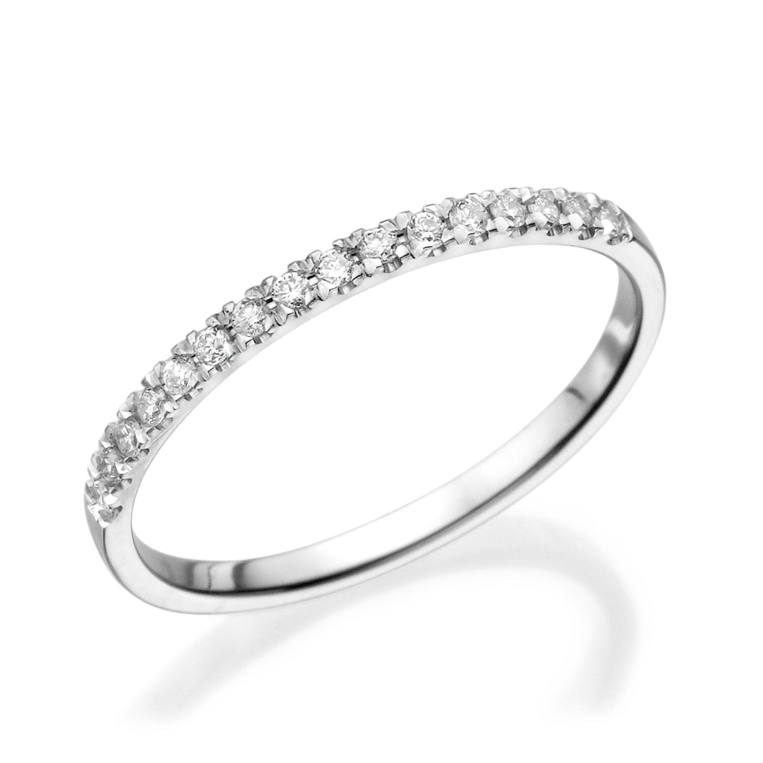 Half Eternity Wedding Band 14K White Gold Ring 0.12 CT