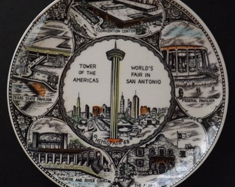 1968 World's Fair Hemisfair San Antonio Souvenir Plate