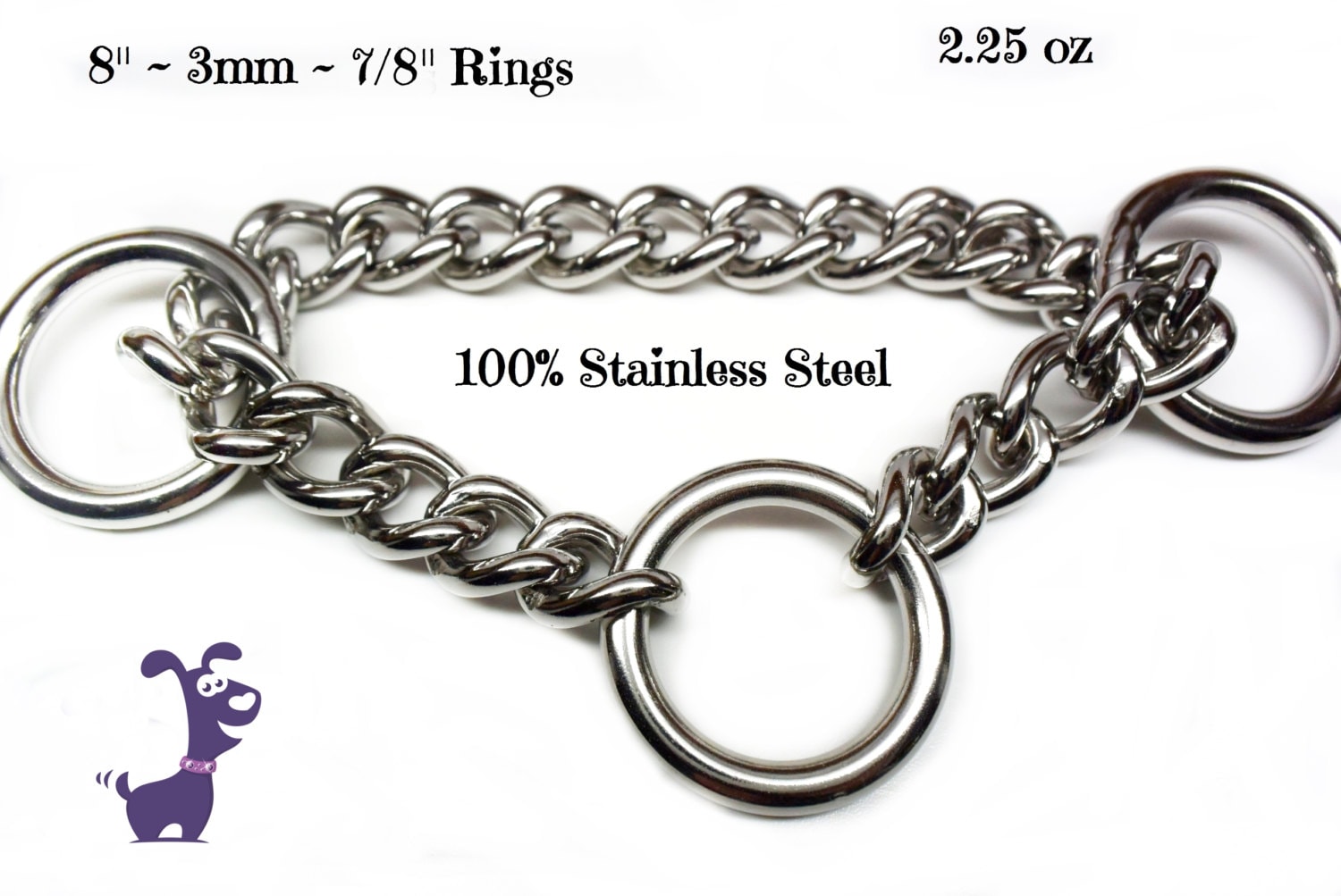 Stainless Steel Martingale Chain for Dog Collars Half Check