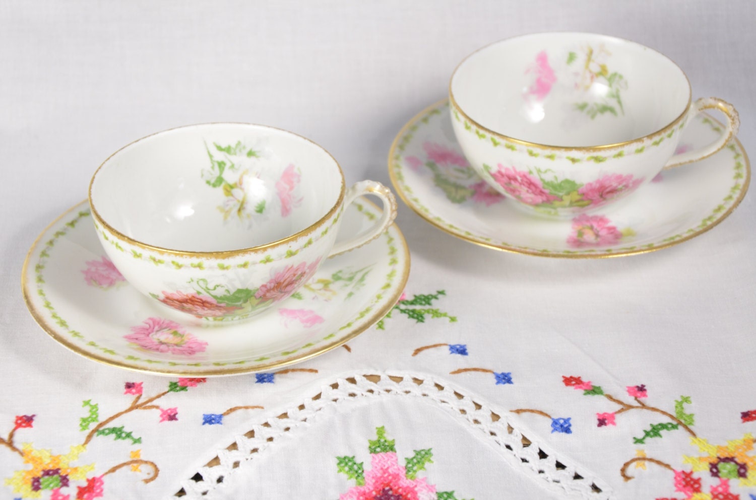 A Lanternier Limoges France cup and saucer porcelaine de