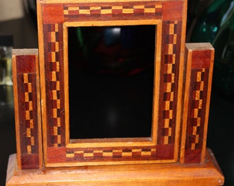 Wood Inlay Picture Frame Circa 1940s All Wood Swinging Frame Beautiful Workmanship Excellent Vintage Condition