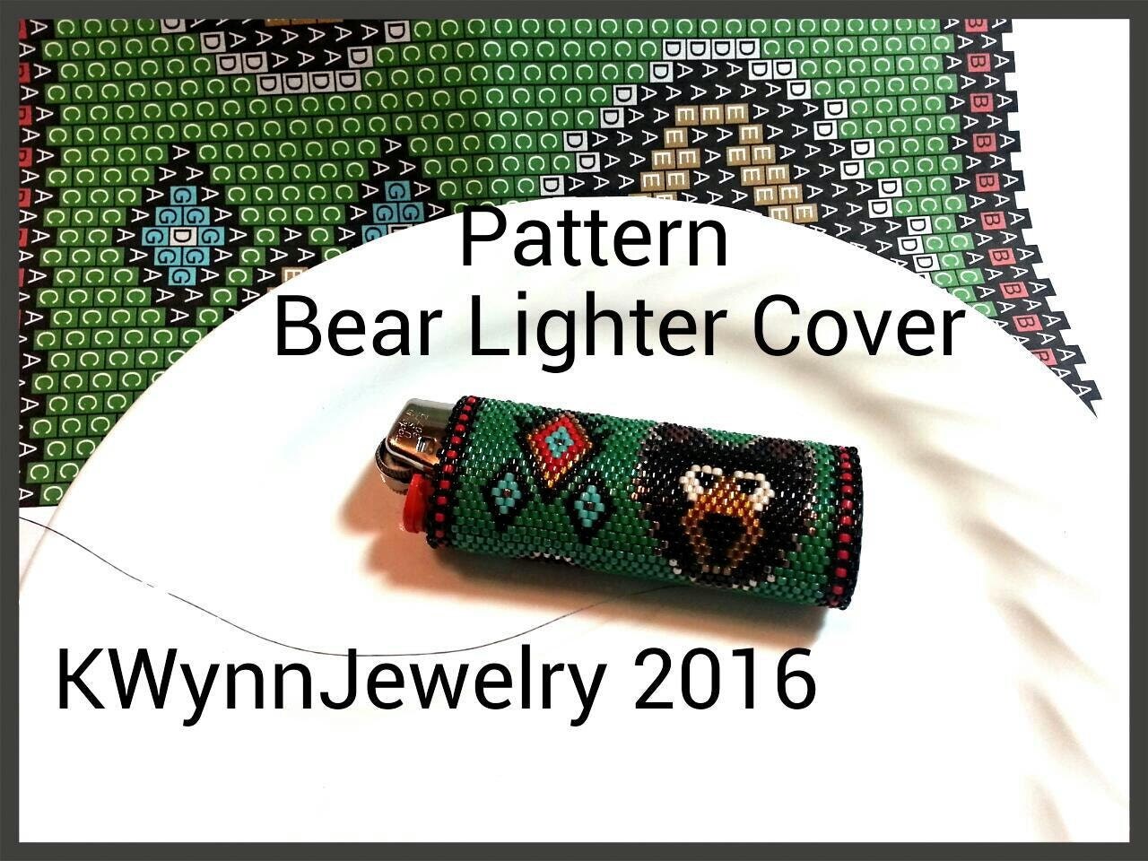 Bead Pattern Bear Lighter Cover in Peyote Stitch