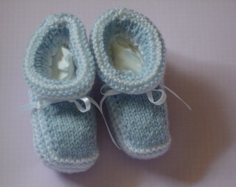 Baby Booties - Blue and White