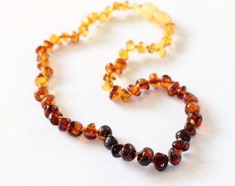 Sunset - Children's Baltic Amber Necklace, Natural Polished Amber Child's Necklaces, Kid's Rainbow Jewellery