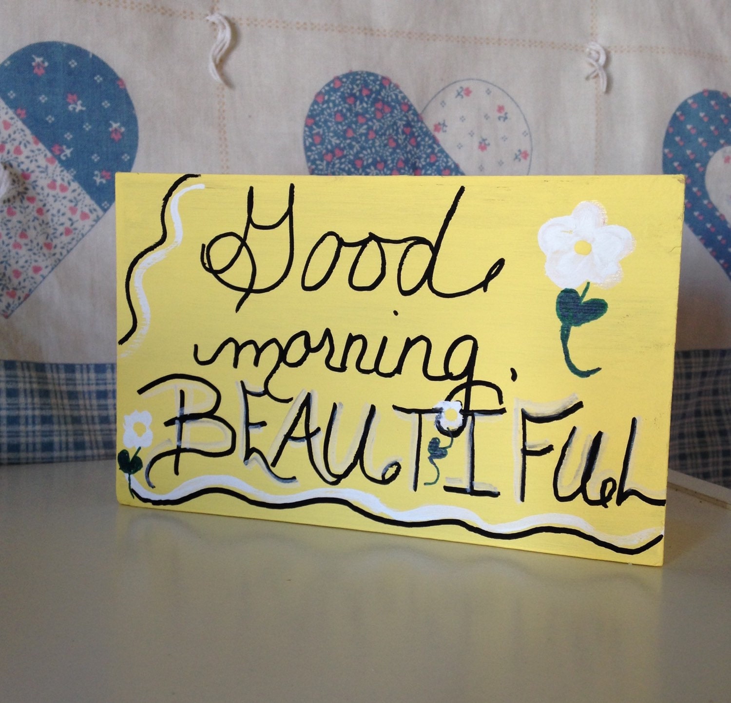 Good Morning Beautiful Wooden Sign Hand by KatyFranTreasures