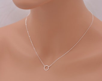 Sterling Silver Circle Necklace, Tiny Circle Necklace, Silver Eternity Necklace, Silver Ring, Best Friend Necklace, Gift for Her 0373