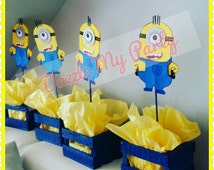 Minion Despicable Me Wood Base Centerpieces Favors Candy Cake Table ...