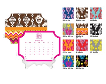 2016 Desk Calendar / Custom Calendar / Calendar with Stand / Bookplate Calendar / 2017 Calendar / Monogrammed Calendar Pattern