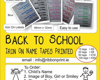 Back to School Name Tags- iron on labels