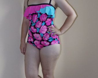 Vintage Floral Robby Len One Piece Swimsuit