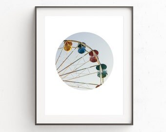 Summer Art, Carnival Photography, Circle, Printable Photography, Happy Art, Ferris Wheel Art, Circus Photo, Ferris Wheel Print, Wall Decor