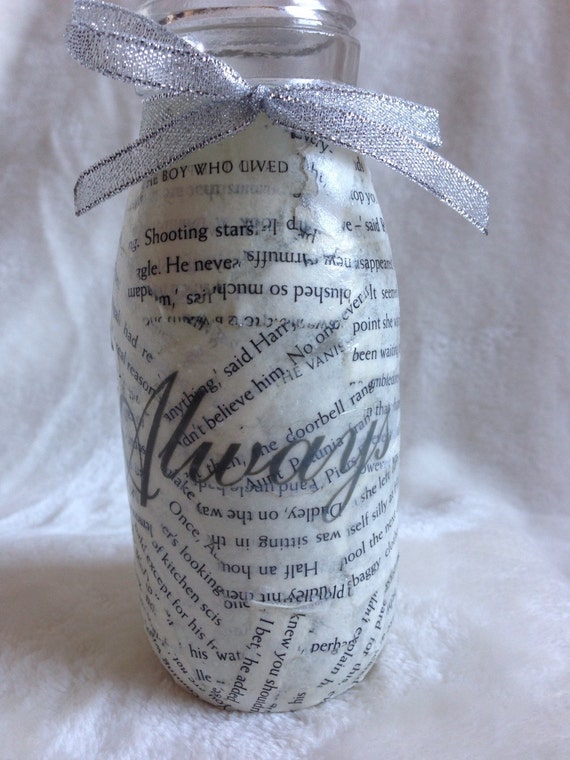 Items similar to Harry Potter Always paper mache glass vase with ribbon