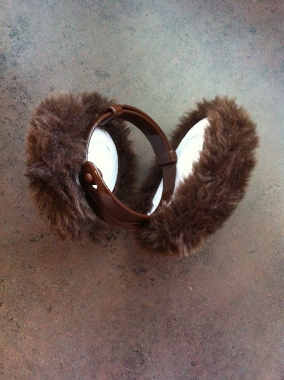 Vintage Earmuffs Brown Faux Fur Ear Warmers Adjustable