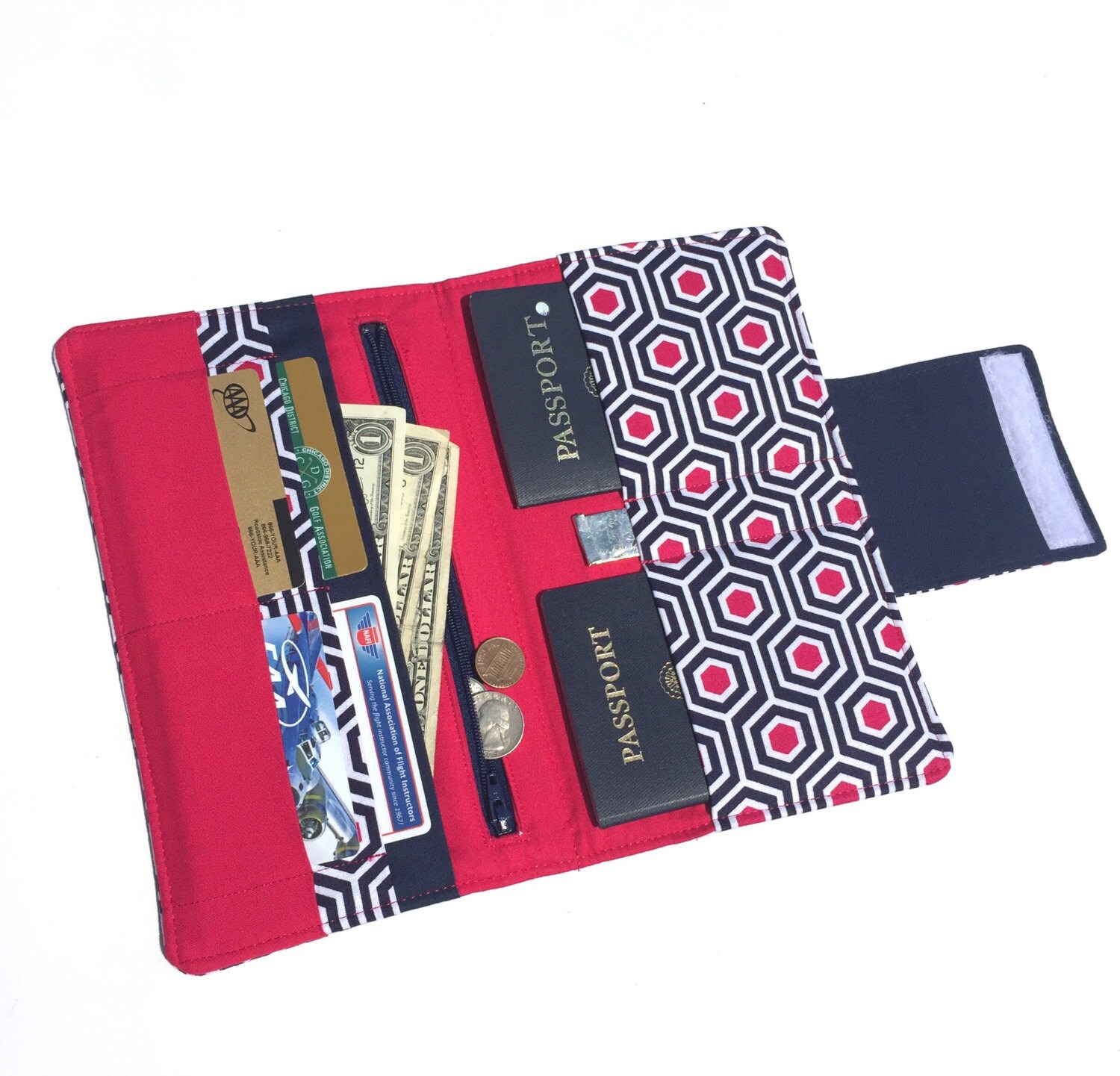 Family sized passport wallet in geometric print passport