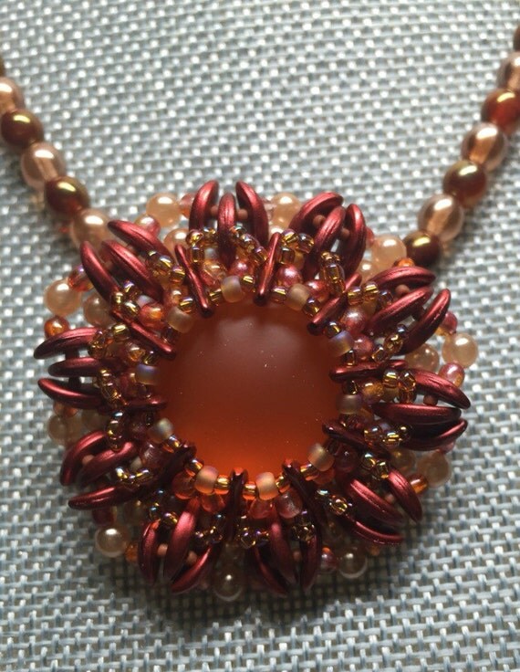 Items similar to Handmade Stunning Radiance Nova Luna Pendant Beaded