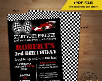 Race car birthday invitation racing cars auto racing party chalkboard invite Instant Download YOU EDIT TEXT and print yourself invite 5393