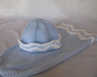 Blue and White Crocheted Baby Ccoon
