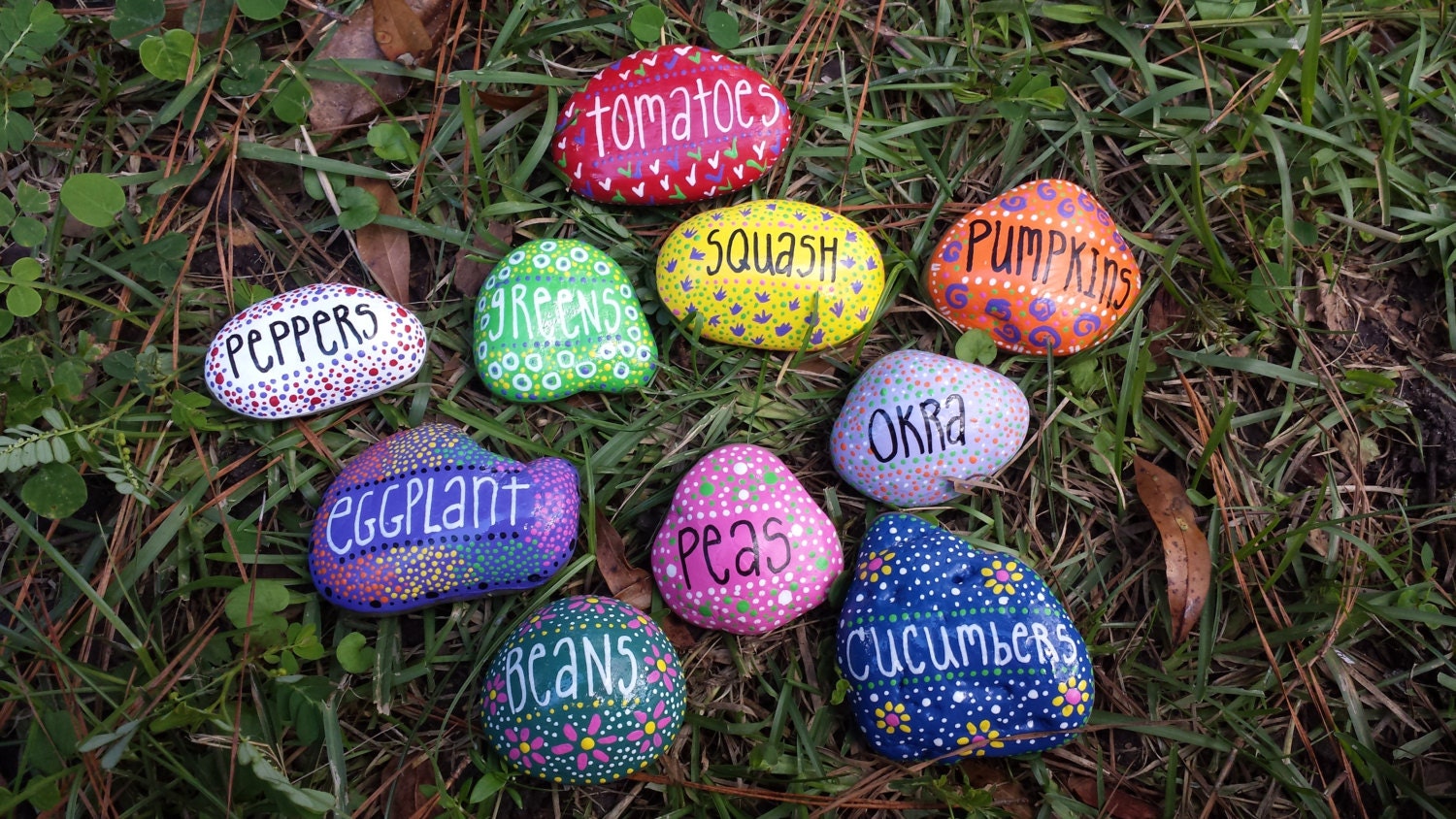 Painted Stone Garden Markers