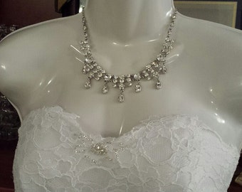 CLEARANCE__Rhinestone Jewelry Set, Wedding Necklace & Earrings Set (JS1004)