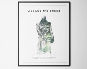 Assassins Creed Inspired Double Exposure Poster Print - Video Game Art
