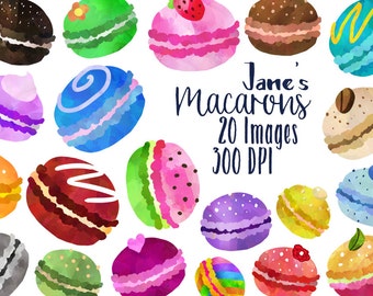 Macaron Clipart - Dessert Cookies Download - Instant Download - Watercolor Cute Pastry Macaroons