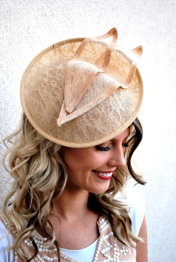 Beige Lace Fascinator Cream Khaki Fascinator Beige