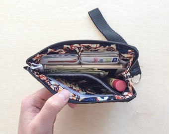 Wristlet Wallet Zipper Card Pouch- Zippered pouch that holds cash, credit cards, coins, cell phones, and everything in between