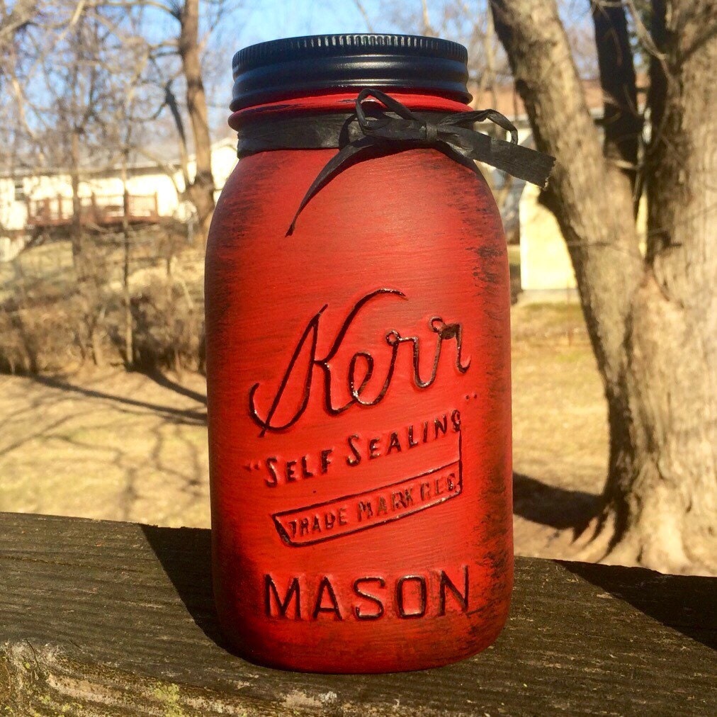 Rustic Red Mason jars Red vintage Mason Jars Rustic Mason