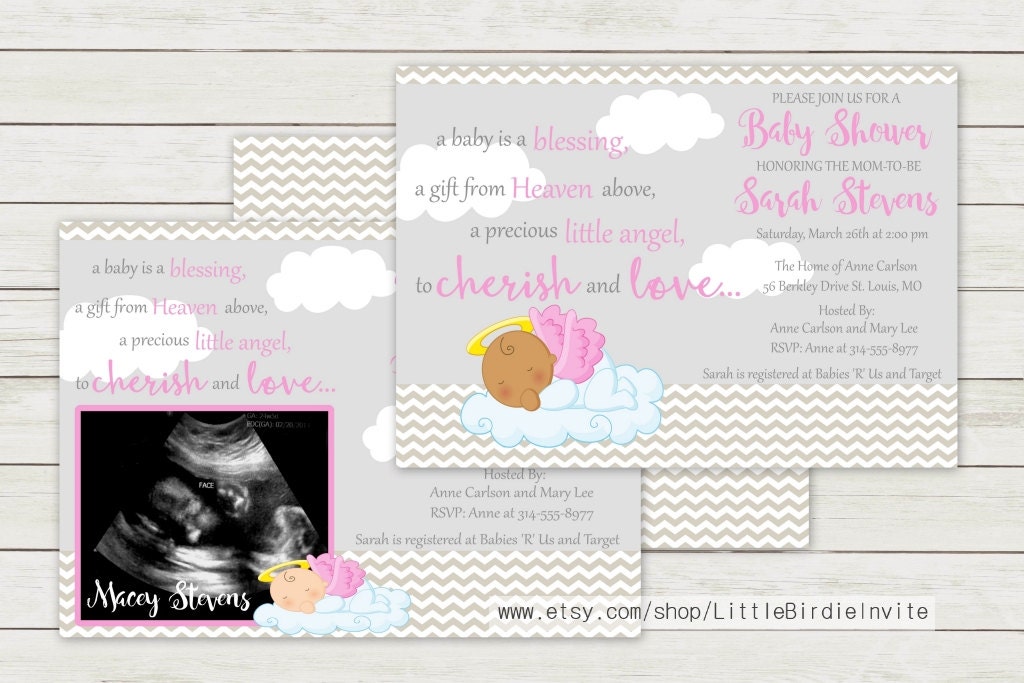Heaven Sent Baby Shower Invitation by LittleBirdieInvite on Etsy