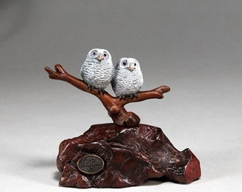 Owlets (owl chicks) Sculpture New Direct from John Perry 5in Wide