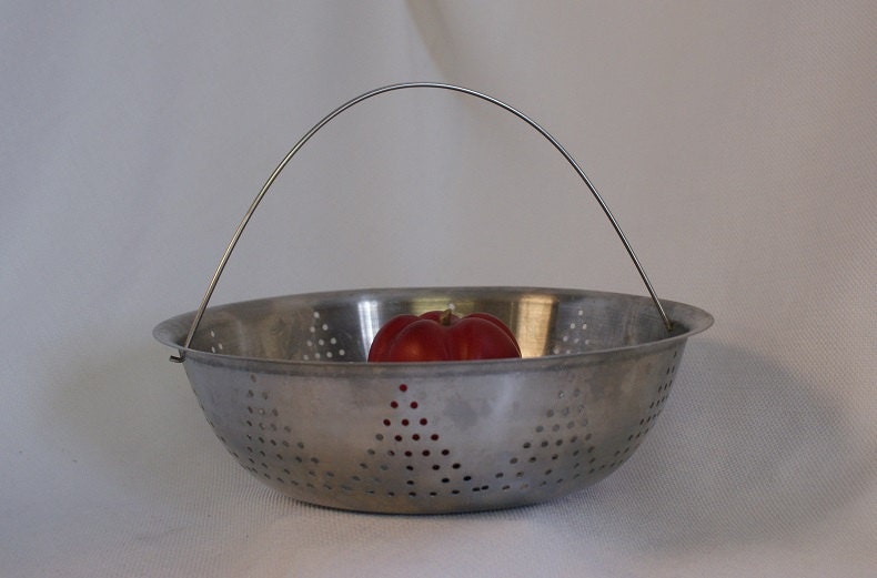 Vintage colander Metal steamer basket metal strainer