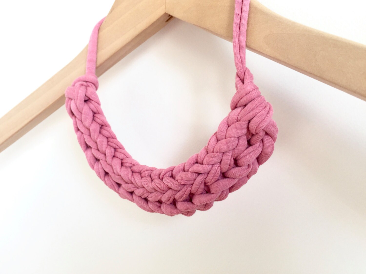 Pink fabric yarn necklace Tshirt yarn necklace Gift for