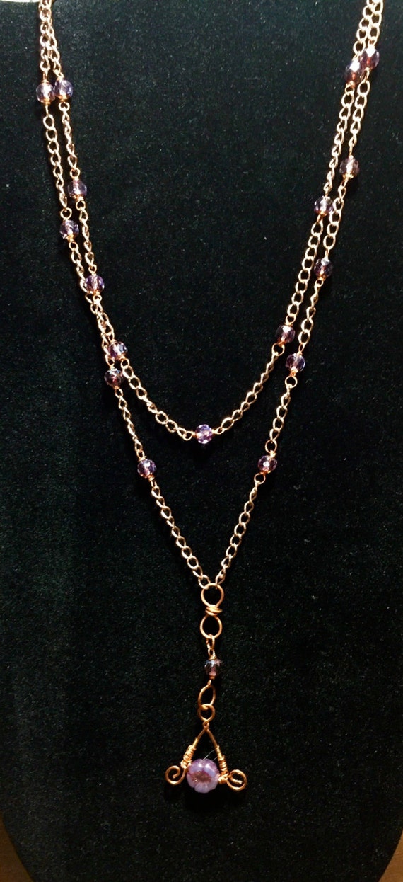 Copper chocker necklace amethyst copper necklace purple