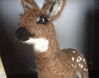 Handmade needle felted sculpture animal art roe-deer