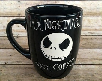 Nightmare Before Christmas, Jack Skellington, ETCHED, Ceramic Mug, Coffee Mug, Coffee Cup, Engraved Mug
