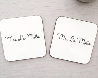 Wedding Coasters | Personalised Wedding Coasters | Wedding Gift | Wedding Present | Mr & Mrs | Custom Wedding Gift | Custom Coasters