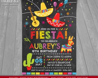 Fiesta Birthday Invitation - Cinco De Mayo Invitation - Mexican Fiesta Invitation - Fiesta Birthday Party chalkboard invitation