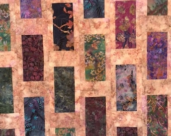 Batik Throw Quilt, Purple and Pink and Blue Batik Quilt, Hand Made Batik Throw Quilt